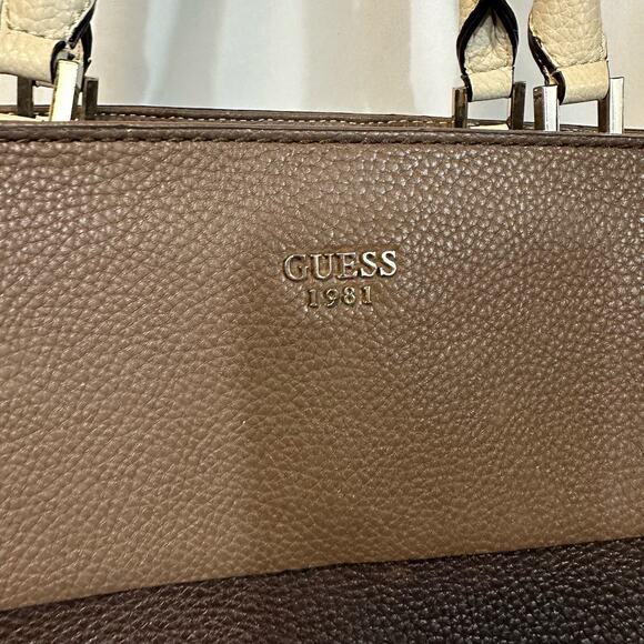 Guess Multicolored Neutrals Color Block Interior Pockets Handbag Shoulder Bag - Picture 6 of 6